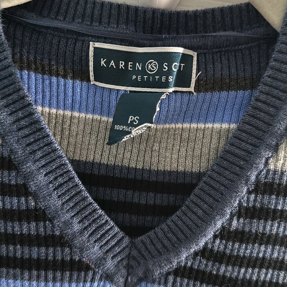 Karen Scott Petites Stripped Ribbed Sweater - Picture 3 of 5